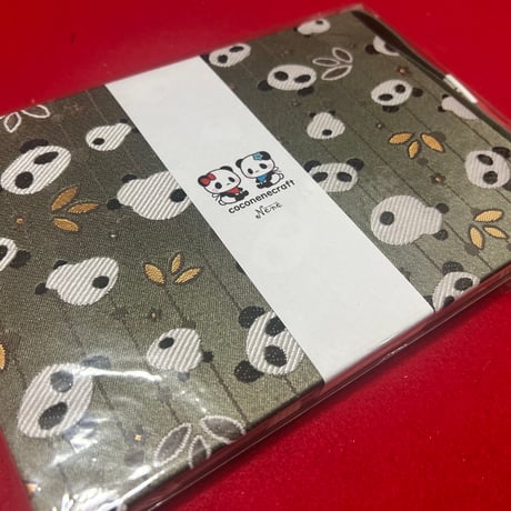 【リトル帳】15×21センチ　オリーブ🫒🐼ちゃん　 24山　きなり和紙　ねねバンド付