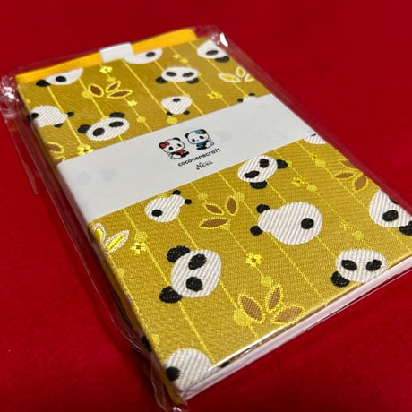通常御朱印帳　18×12㍉　きいぱん🐼💛　きなり和紙　24山　バンド付き
