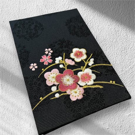 🔵予約　刺繍生地　通常御朱印帳　18×12㍉　きなり和紙　24山　バンド付