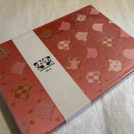 【即日発送】B5見開き御朱印帳 ピンク🩷ねこちゃんシルエット　きなり和紙　24山  バンド付き