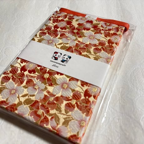 🧡白黄菊柄の通常御朱印帳【12×18】24山　バンド付き