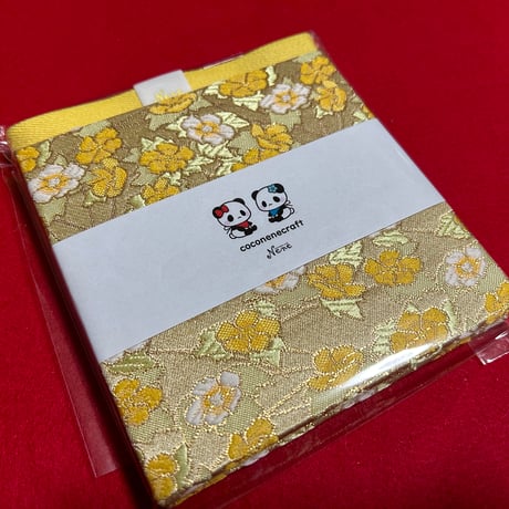 ラジキュー【大きなキューブ】12×12センチ　小紋麻黄色和紙　バンド付き