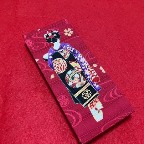 お結び帳　【舞妓はん紅】縦18×横8センチ　24 山  きなり和紙