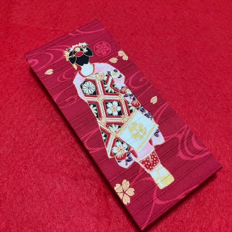 お結び帳　【舞妓はん紅】縦18×横8センチ　24 山  きなり和紙