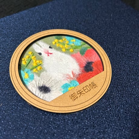丸窓のある見開き御朱印帳　【ちぎり絵】　24山　高級　鳥の子和紙