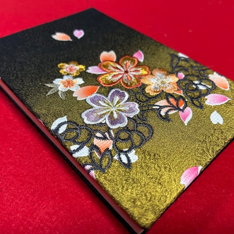 🔵予約　刺繍生地　通常御朱印帳　18×12㍉　きなり和紙　24山　バンド付