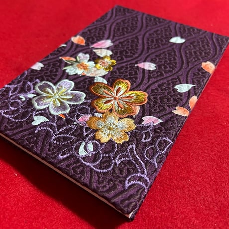 🌸予約　刺繍生地　通常御朱印帳　18×12㍉　きなり和紙　24山　 バンド付