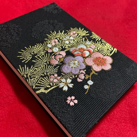 🌸予約　刺繍生地　通常御朱印帳　18×12㍉　きなり和紙　24山　 バンド付