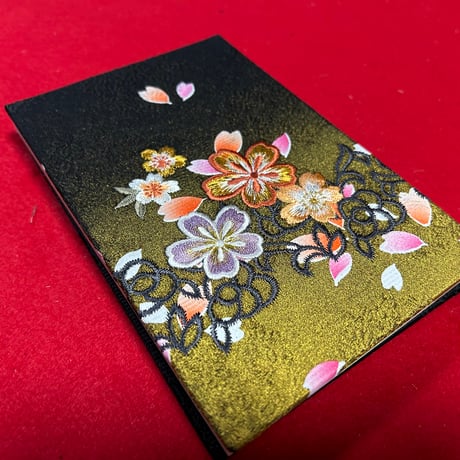 🔵予約　刺繍生地　通常御朱印帳　18×12㍉　きなり和紙　24山　バンド付
