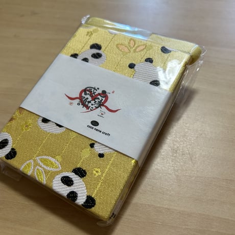 てのひら帳【縦12×横9ｾﾝﾁ】きいぱん🐼　きなり和紙　　24山　バンド付き