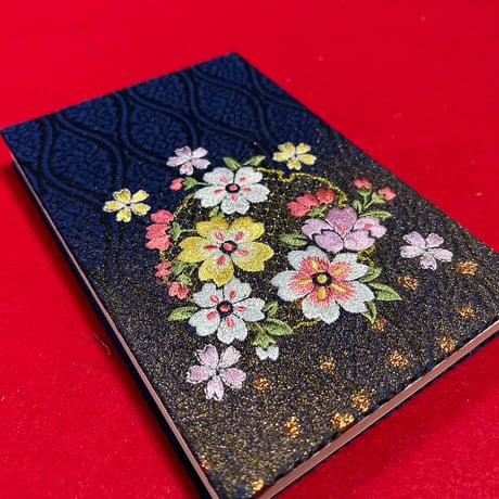 🔵予約　刺繍生地　通常御朱印帳　18×12㍉　きなり　和紙　24山　バンド付