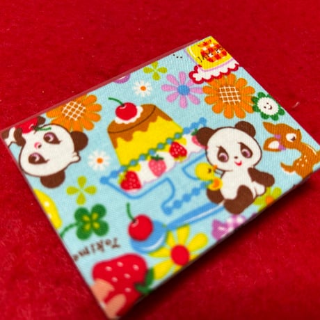ミニ御朱印帳　水色🩵🐼　縦6×横8㌢　白和紙　24 山  バンド付
