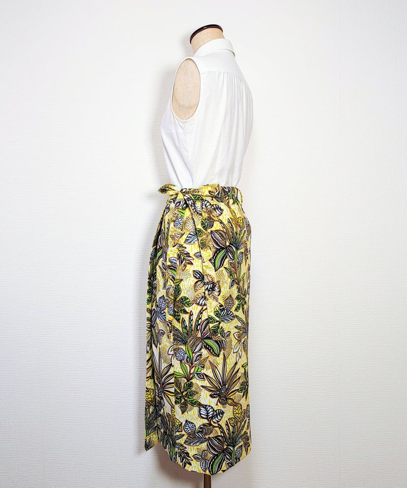アフリカンプリント・ラップスカート 77cm丈/african plants | AWA