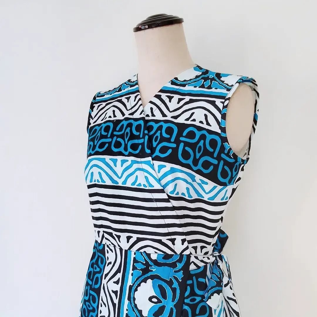 アフリカンプリント・ラップワンピース/Bleu Turquoise | AWA