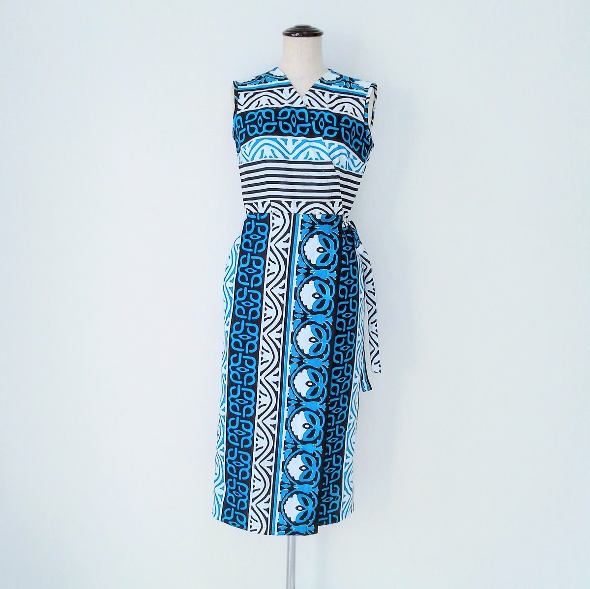 アフリカンプリント・ラップワンピース/Bleu Turquoise | AWA