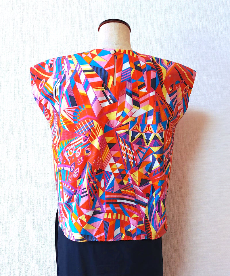 【RIRIKO】アフリカンバティックプリントトップス Vintage african batik cotton poly set up ( ヴィンテージ アフリカン