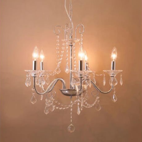 ✧LED対応 E12/40W水雷型 5灯クリスタルガラス シャンデリア