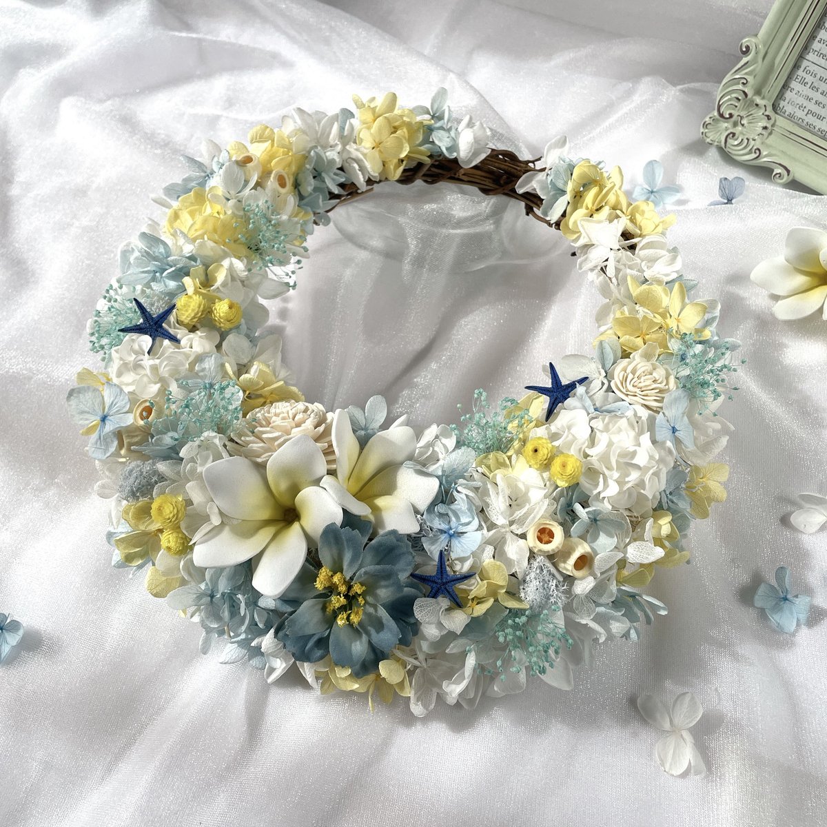 プルメリアのサマーリース　ハンドメイド　造花　ハーフリース 再販12＊プルメリアリース＊ リース Floral Happiness 通販
