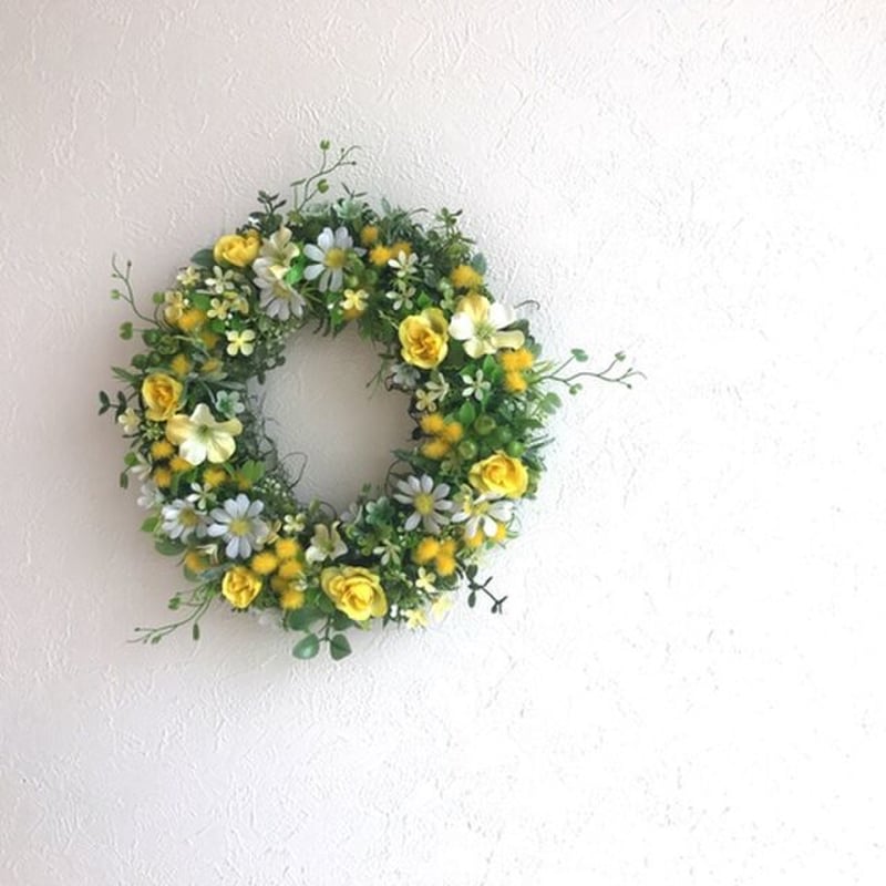 薔薇とミモザ＊イエローグリーンリース | Happy flower