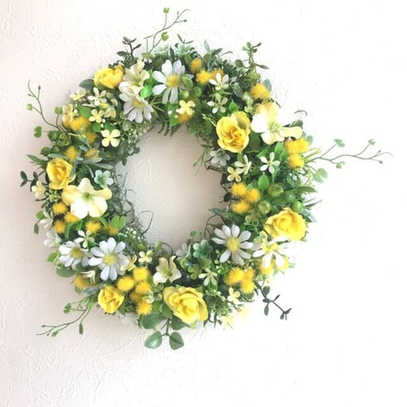 薔薇とミモザ＊イエローグリーンリース | Happy flower 