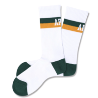 bi-color crew mid. socks【white/viridian】A324-105