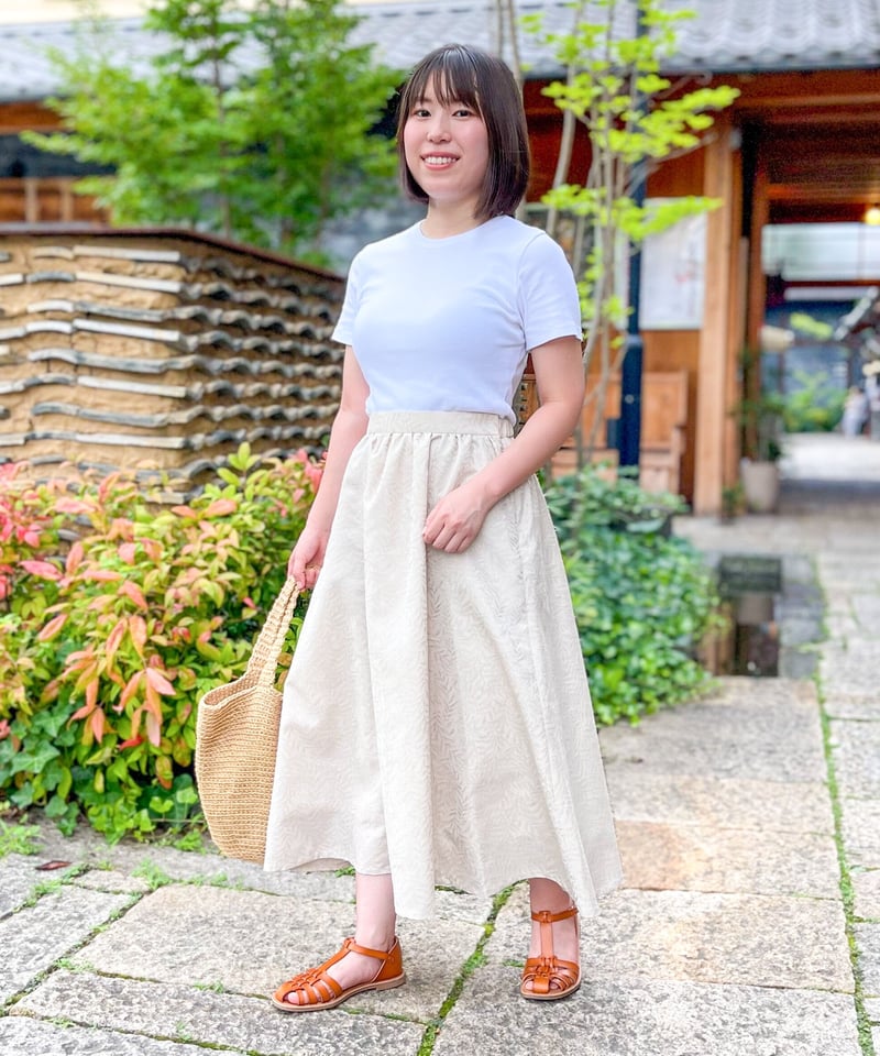 身長140cm前後でもぴったり！マキシ丈ギャザースカート(ベージュ  