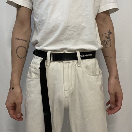Name embroidery leather belt (Black)