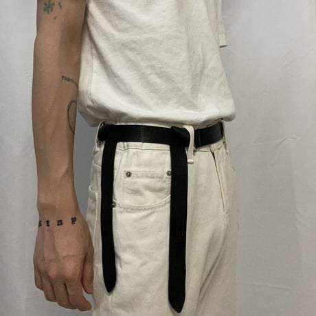 Name embroidery leather belt (Black)