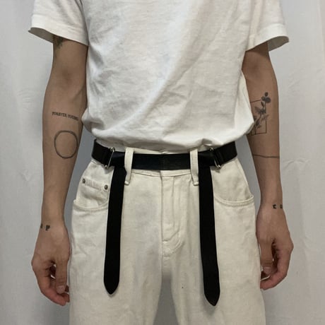 Name embroidery leather belt (Black)