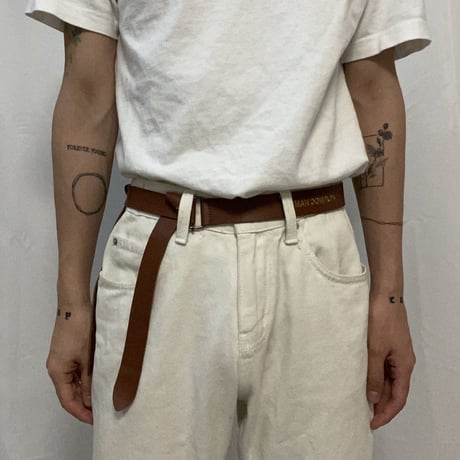 Name embroidery leather belt (Brown)