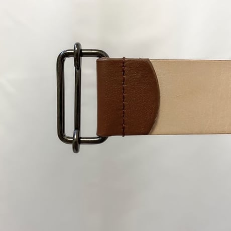 Name embroidery leather belt (Brown)