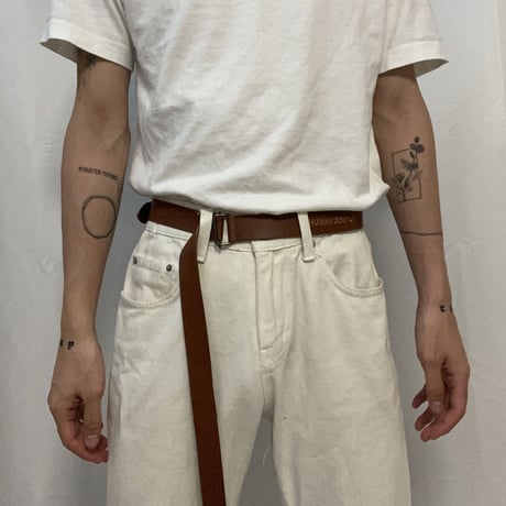 Name embroidery leather belt (Brown)