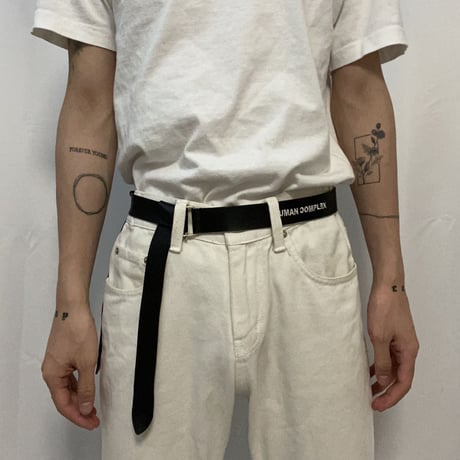 Name embroidery leather belt (Black)