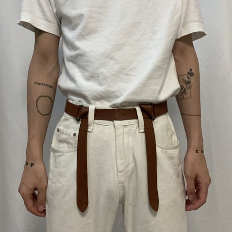 Name embroidery leather belt (Brown)