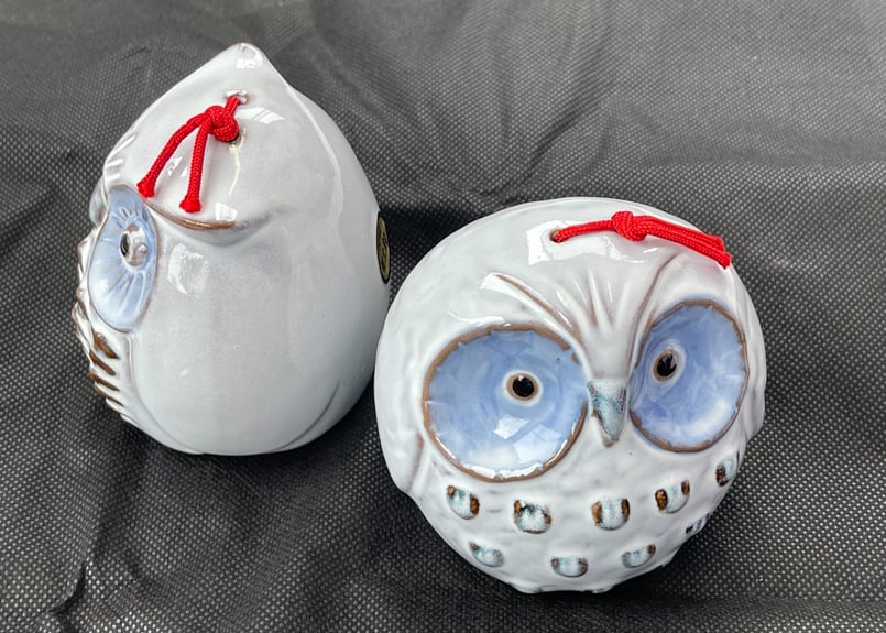 梟鈴置物 フクロウ スズ 小物 置き皿