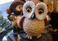 貯金箱（ミミズク親子切り株） | ギャラリー梟 オンラインショップ