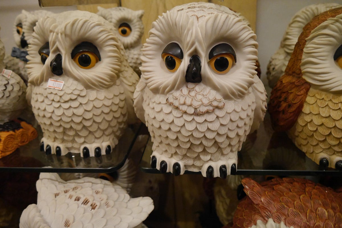 木株乗りフクロウ（白） | ギャラリー梟 オンラインショップ