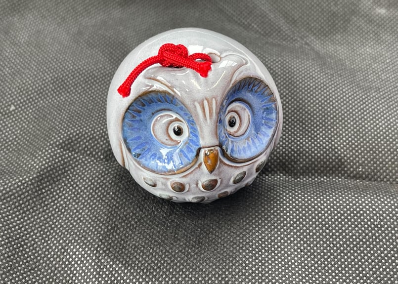 箕面焼 松田箕山 箸置き 土鈴 鈴 手作り 陶器フクロウ