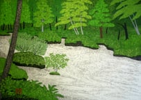 大津一幸 木版画 冬の川 | ギャラリー梟 オンラインショップ