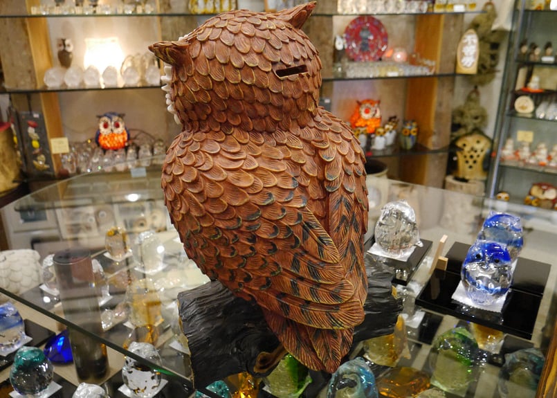 値下げ不可！武比古作 純銀 木製額 ふくろう 4号茶 レリーフ ふくろう