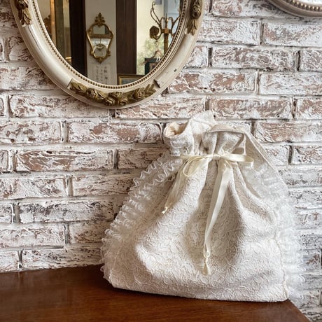 Lace drawstring tote bag