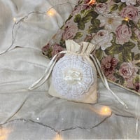 Mini lace quilting drawstring pouch①