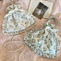 Floral frill drawstring bag