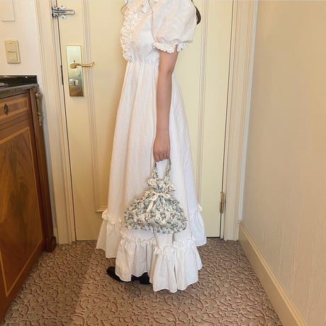 Floral frill drawstring bag
