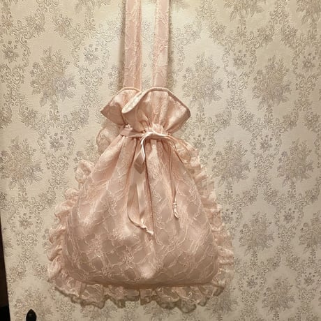 lace drawstring tote bag