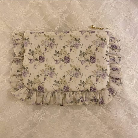 Floral frill zipper pouch