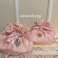 Marshmallow lace drawstring pouch(strawberry)