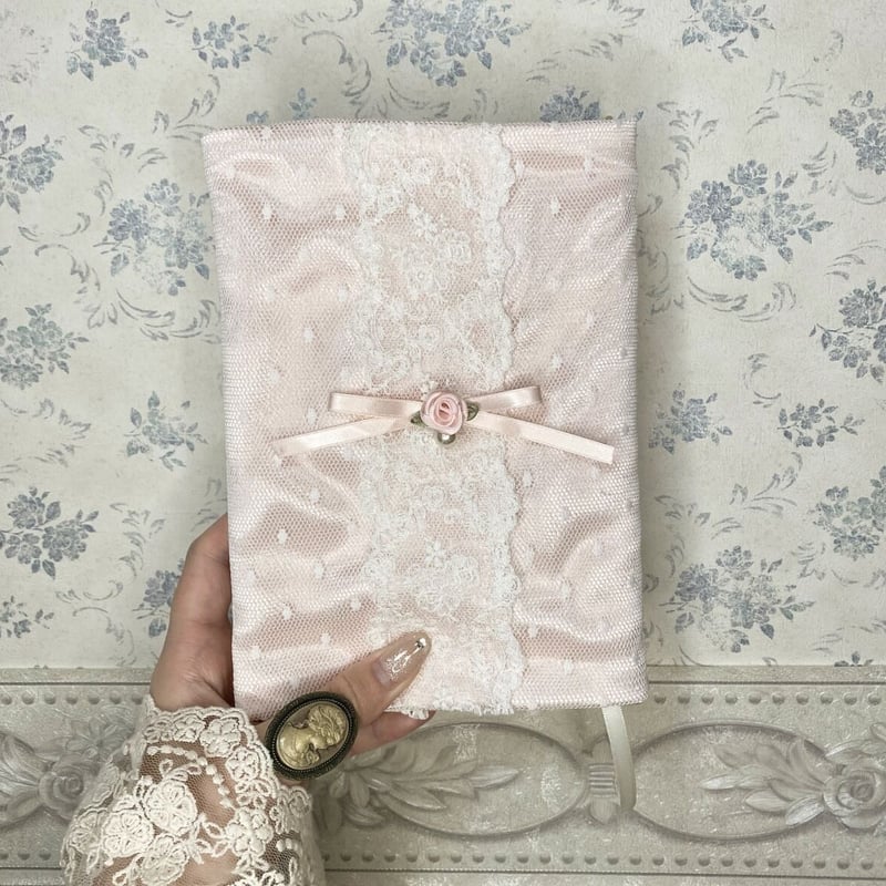 ♡REI☆ちゃん ブックカバー lace dot pink book cover | Chape.
