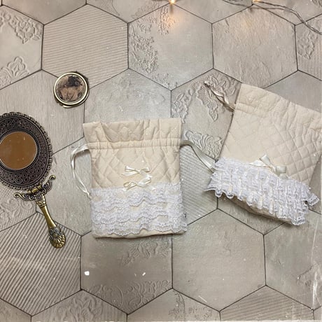 Mini lace drawstring pouch quilting ver.②