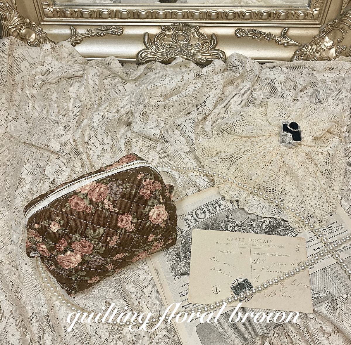 ✧✧ 中生地、裏地のご案内 ✧✧ 　〜Lace msku・msku cover〜 Box zipper pouch | Chape.